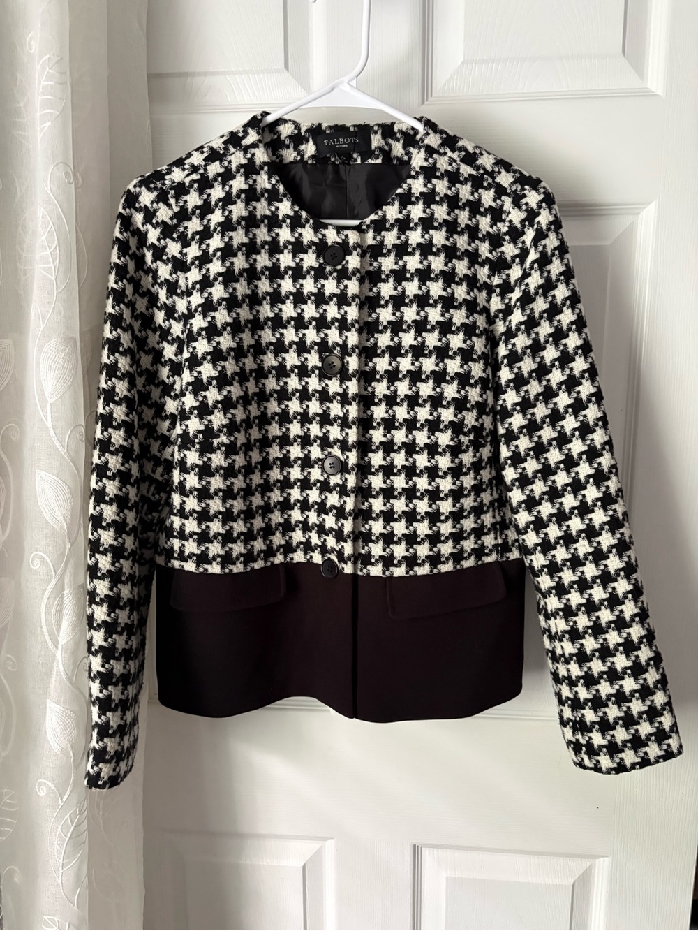 Talbots Houndstooth blazer Jacket wool blended women size 12 petite